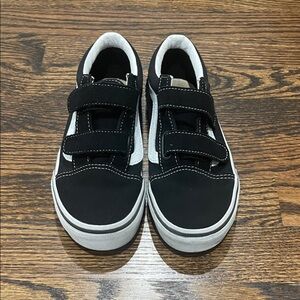 Vans Kids Black and White Velcro Sneakers
